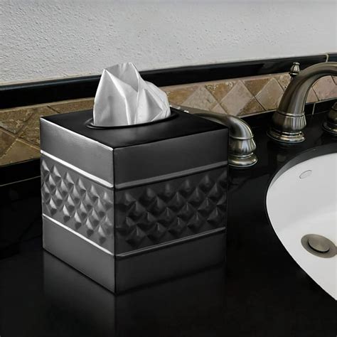 embossed metal black box|Monarch Abode Tissue Box Cover, Handcrafted, Wave .